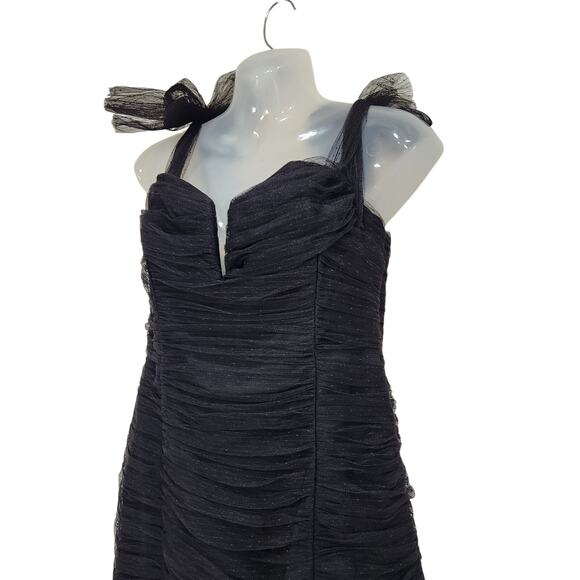 Alice McCall Goodvibes Tulle Tie Off Shoulder Fitted Mini Dress Black Size US 8 - Picture 4 of 15